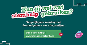 Afbeelding met oproep de stemhulp MijnStem te gebruiken